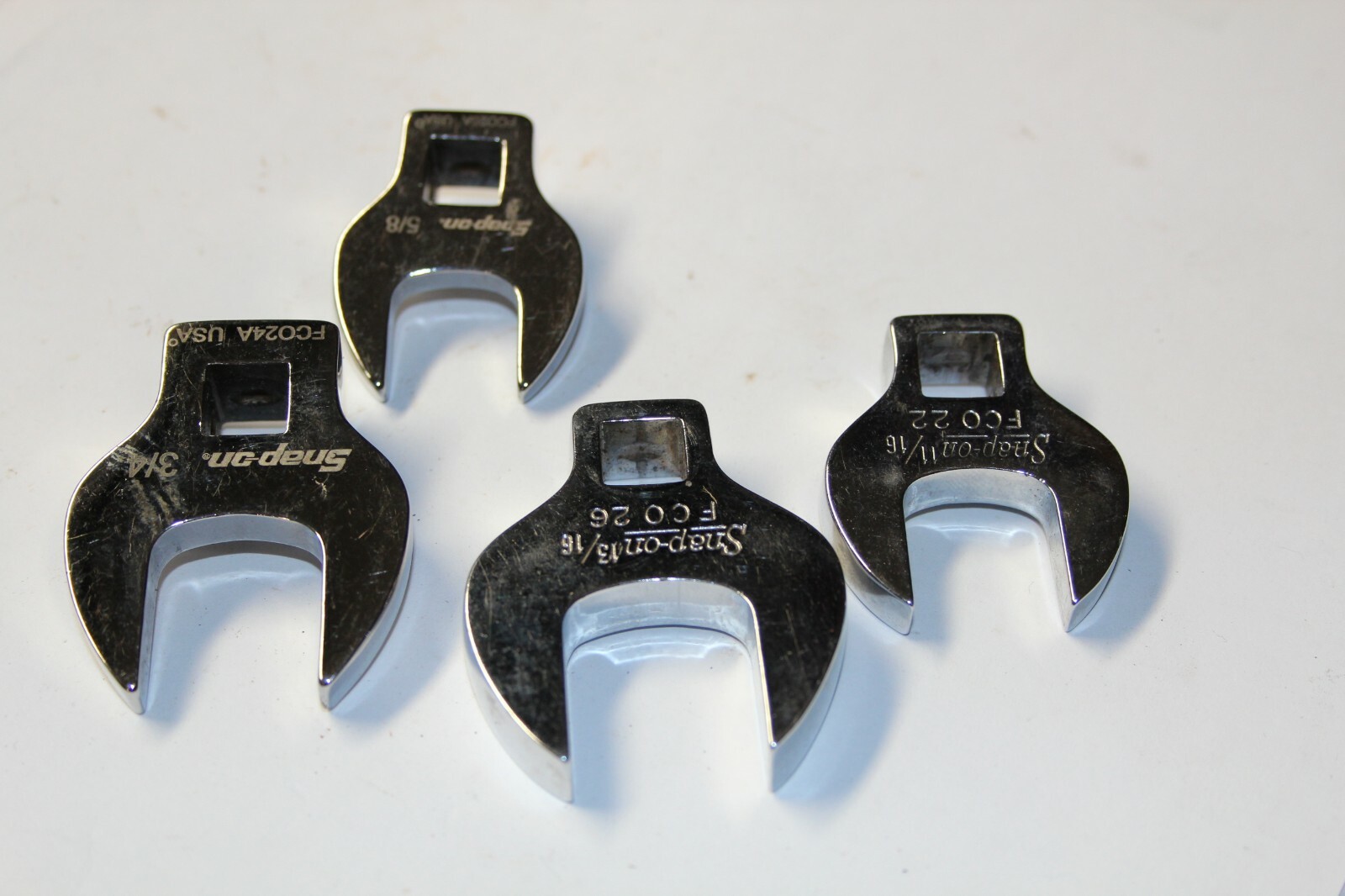 Snap-on TOOLS 3/8″ Drive SAE Open-End Crowfoot Wrench LOT 4 pcs USA