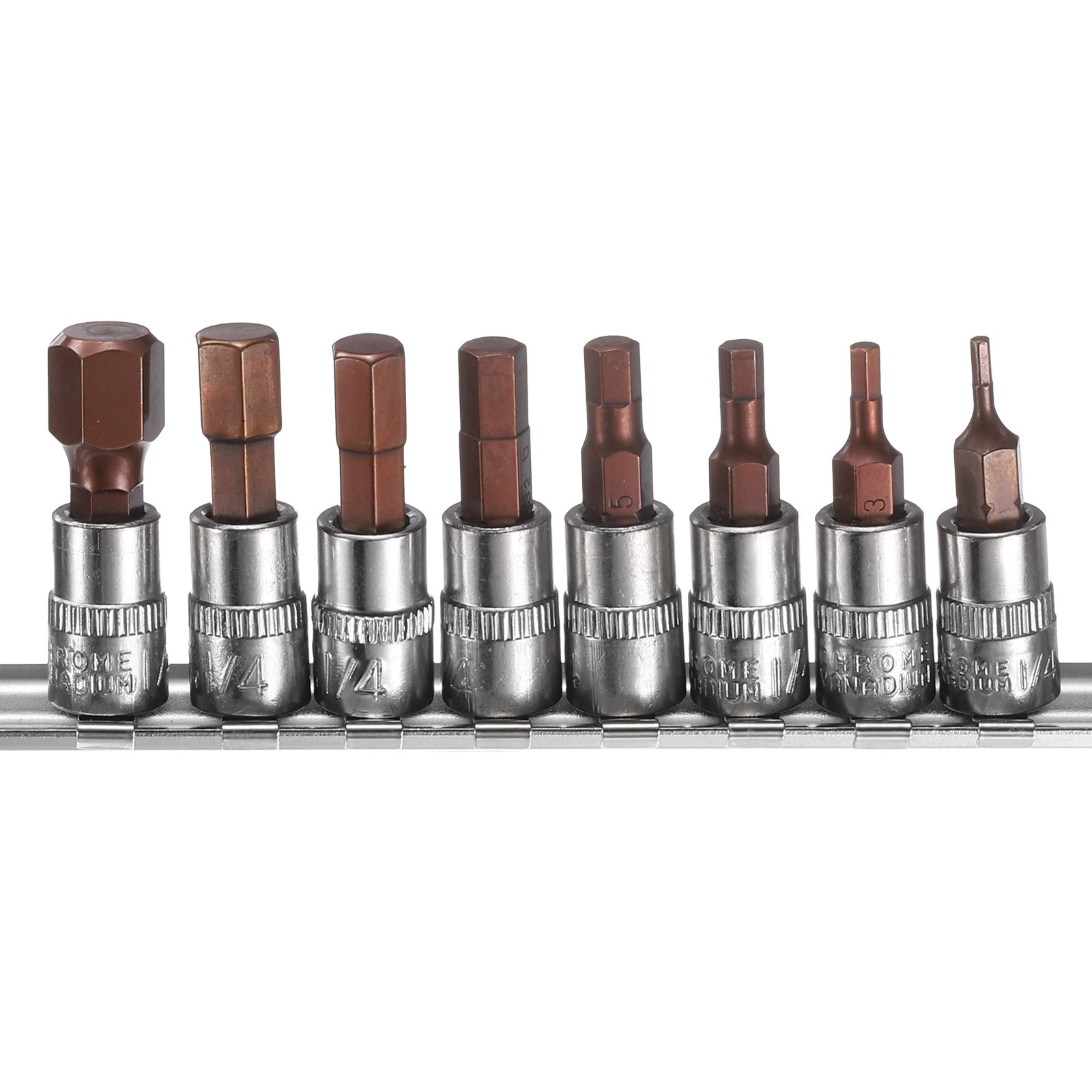 8pcs H2-H10 1/4″ Metric Extension Impact Hex Tip Set, Red