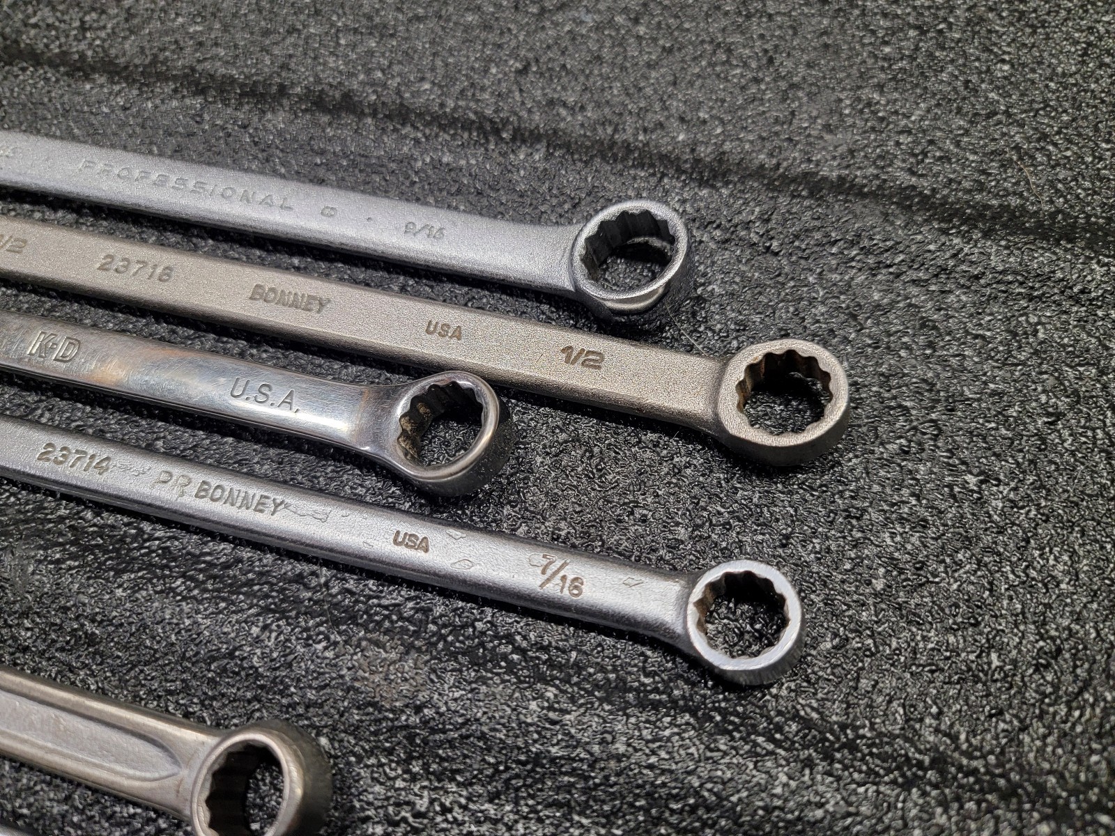 Vintage USA SAE combination wrench lot Proto Bonney K-D Indestro 8 Piece