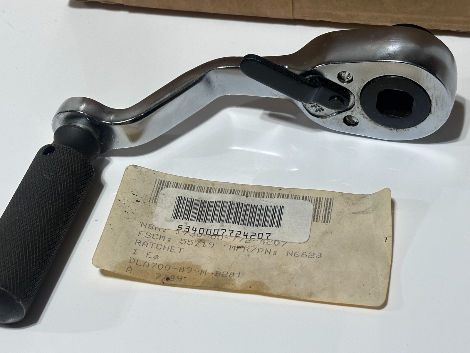 NOS Snap-On USA N6623 1/2 Drive Ratchet Offset Knurled Twist Spinner Handle RARE