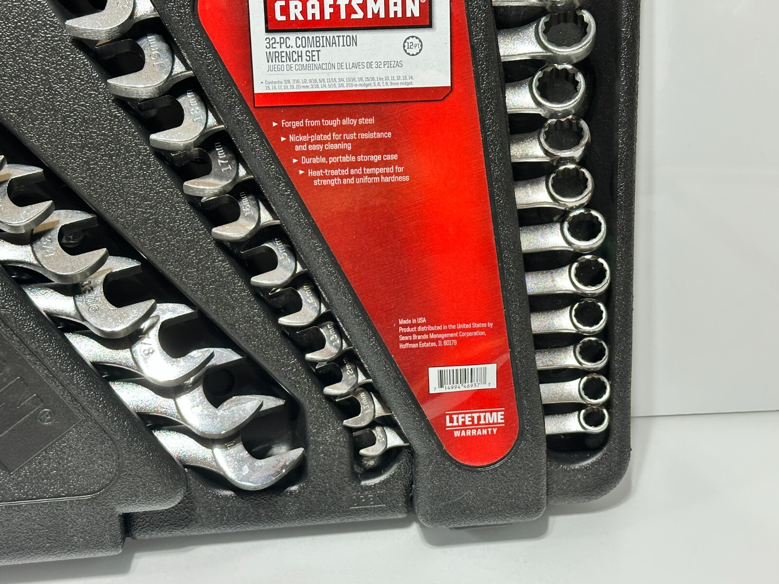 NOS Craftsman USA 46937 32pc Metric SAE Combination Wrench Set in Hard Case