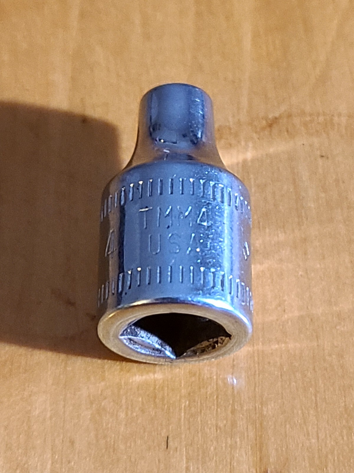 Snap On Tools 1/4” Drive 4MM 6 Point Metric Shallow Chrome Socket TMM4 USA VTG