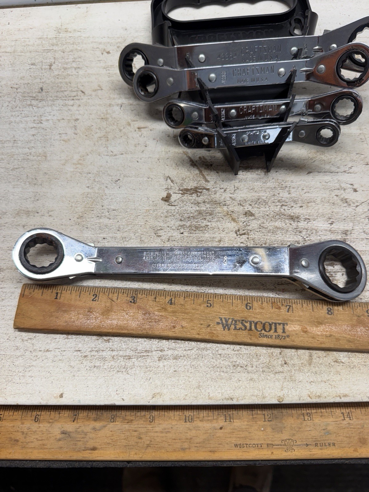 Craftsman 5Pc SAE Double Offset Ratcheting Wrench Set 1/4-7/8 USA 🇺🇸 Like New