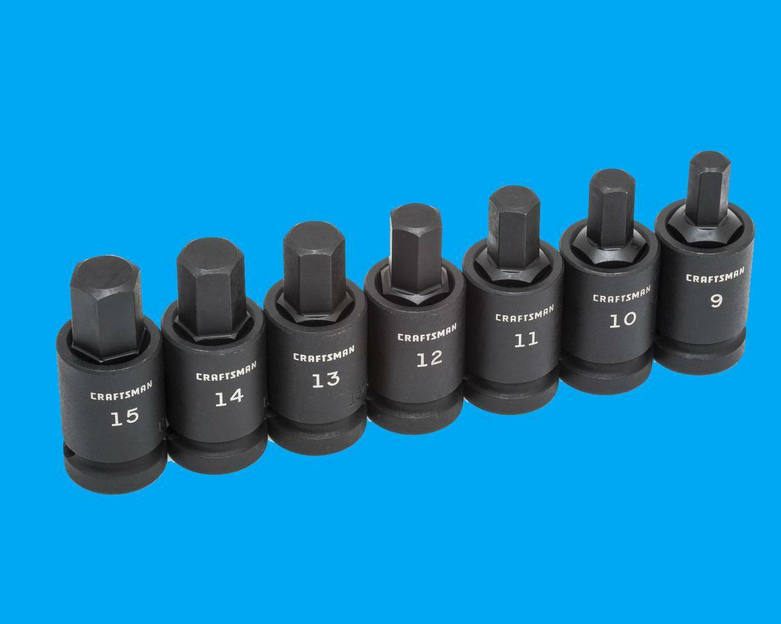 Craftsman 1/2 Drive Impact HEX Allen Bit MM Metric Socket Set 7 Piece 9-15mm NEW