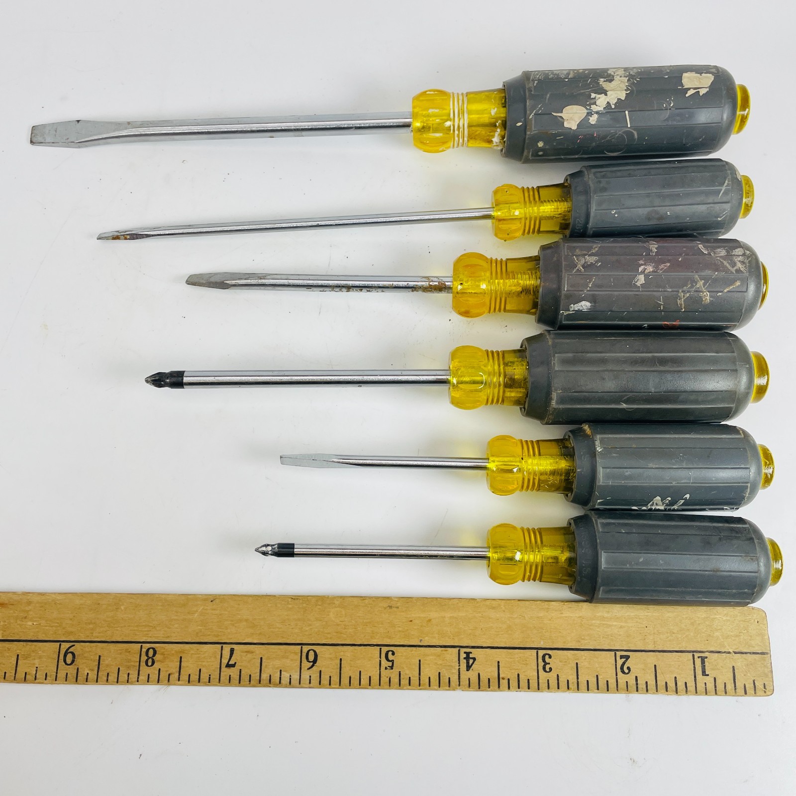 6 Stanley Contractor Grade Screwdrivers Cush Grip USA 66-010 65-901 66-096 Set