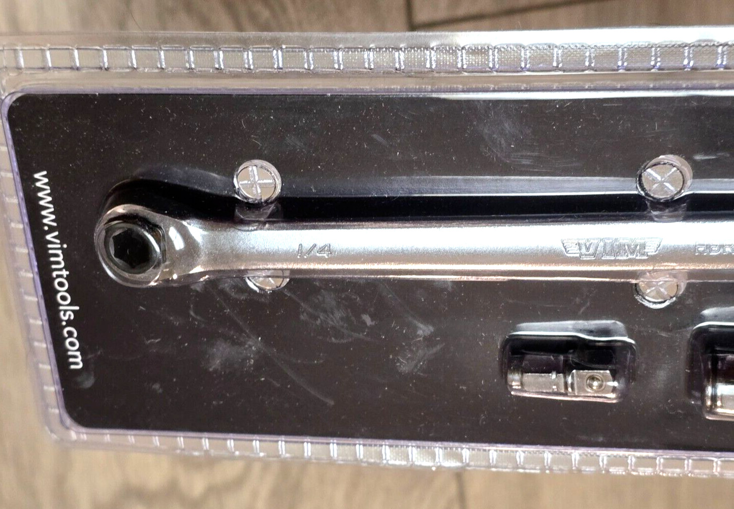Vim Tools 1/4 & 10mm Hex Dual Ratchet Wrench w/1/4 & 3/8 dr Adapters #HBR810