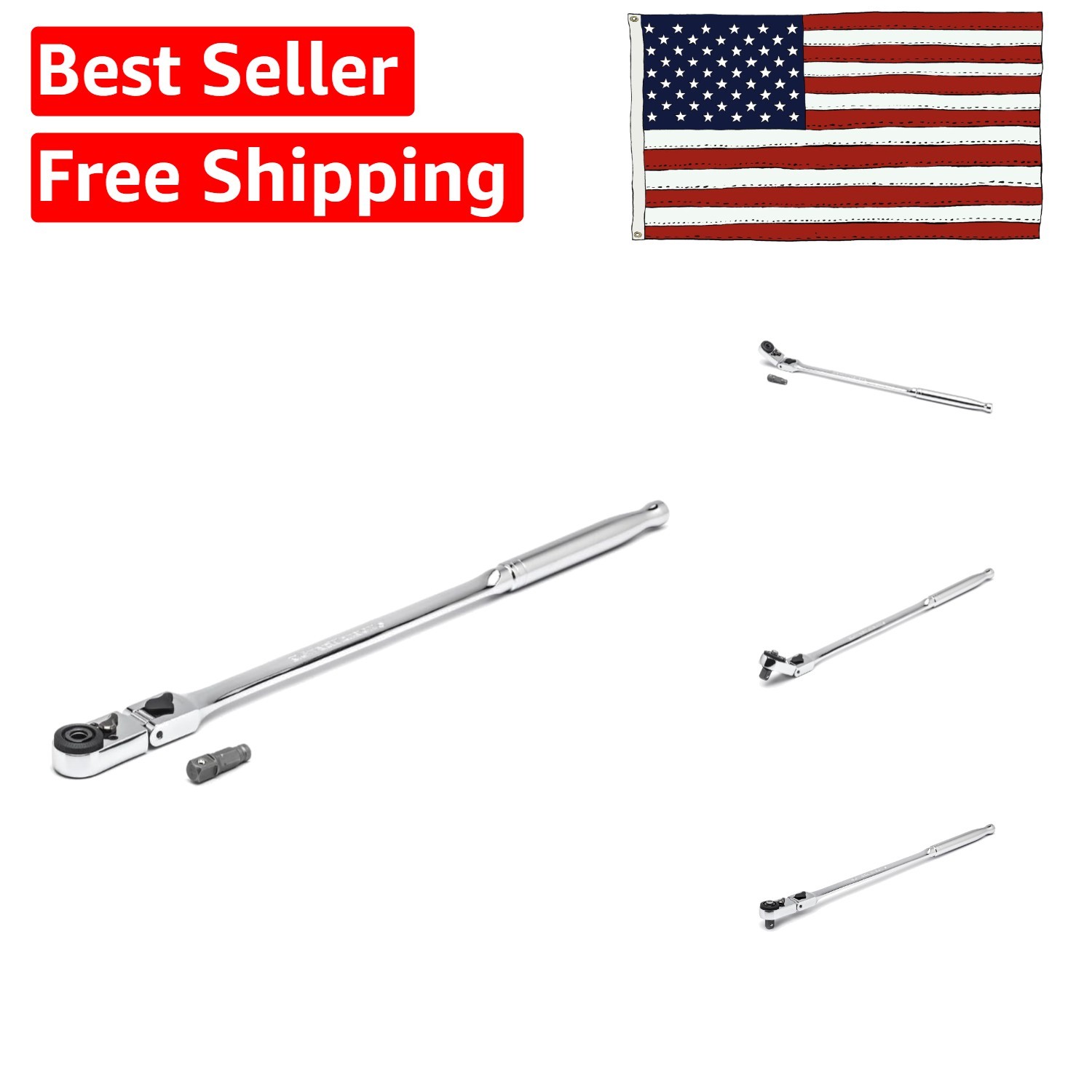 Durable 1/4″ Drive 72 Tooth Quick Release Ratchet with Locking Flex Head