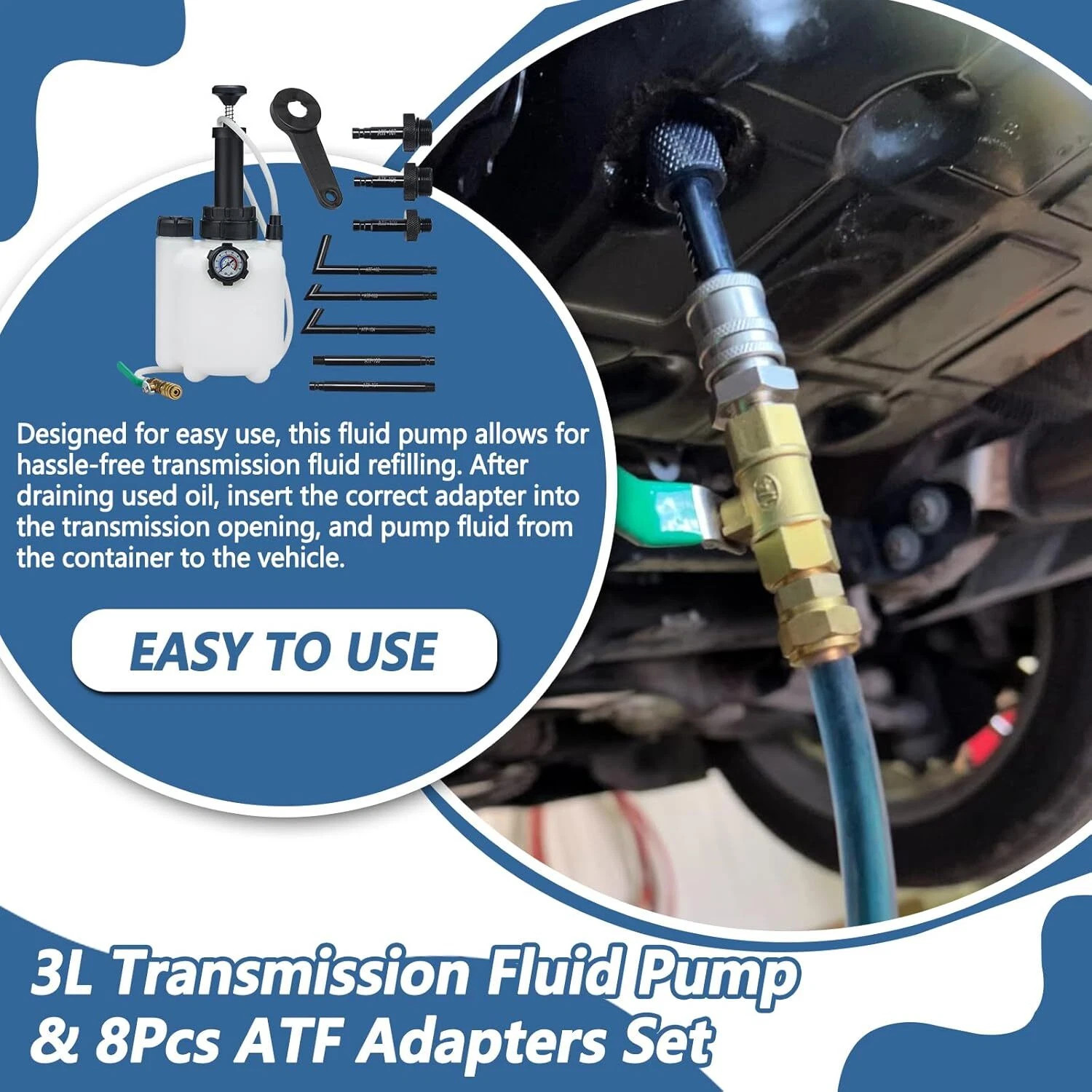 ATF Fluid Exchange Tool Kit, 3L Manual Transmission Pump for Auto Service