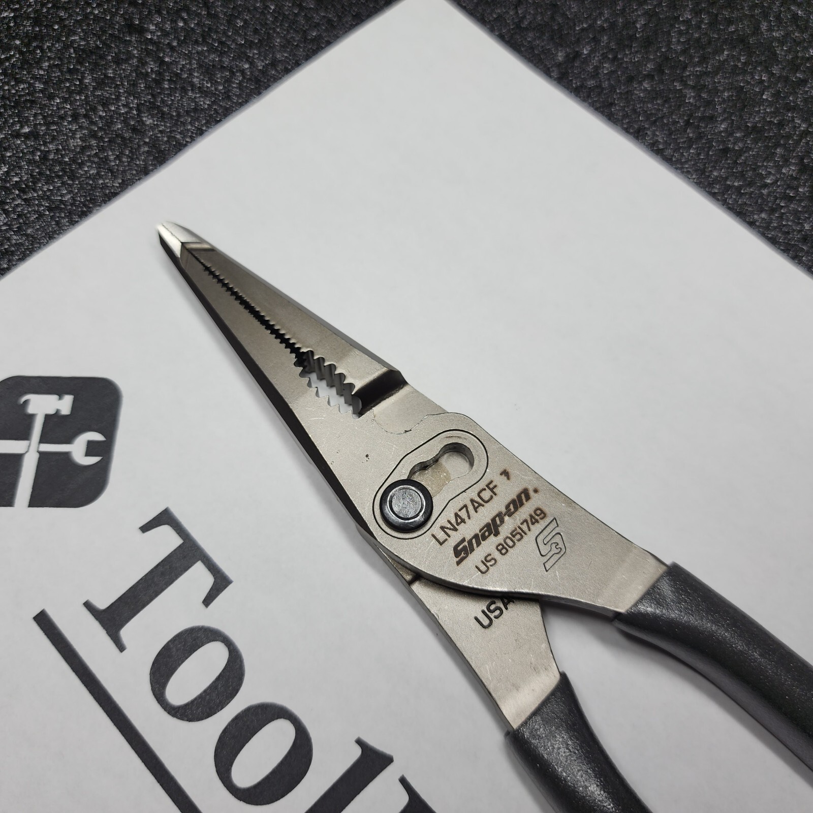 Snap-on Tools NEW DARK TITANIUM Talon Grip Long Nose Slip Joint Pliers LN47ACFDT