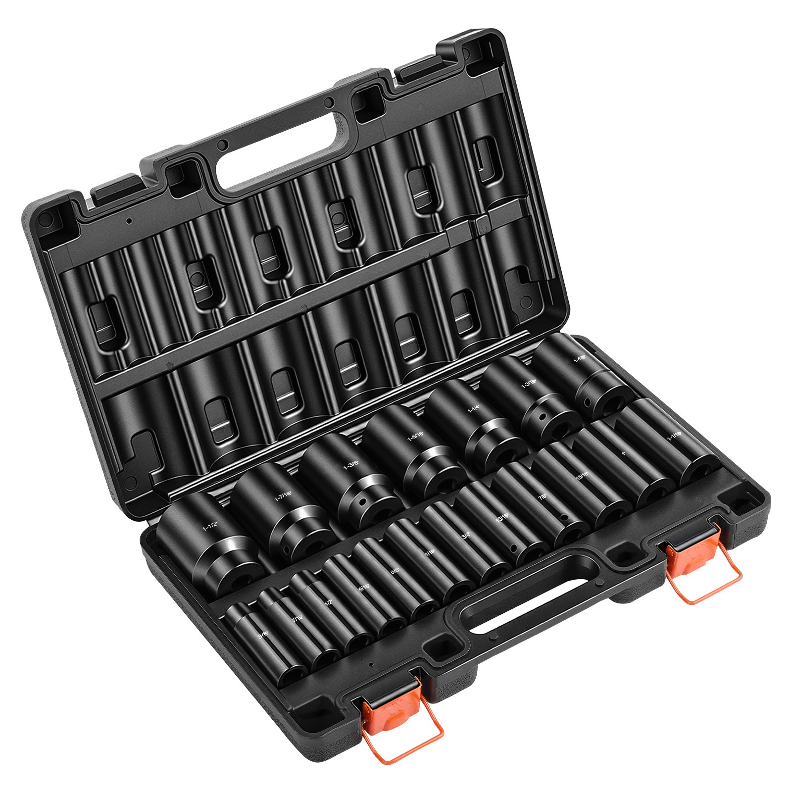 Uimoso 19-Piece 1/2″ Drive Impact Socket Set, Deep Sockets 3/8″ to 1-1/2″