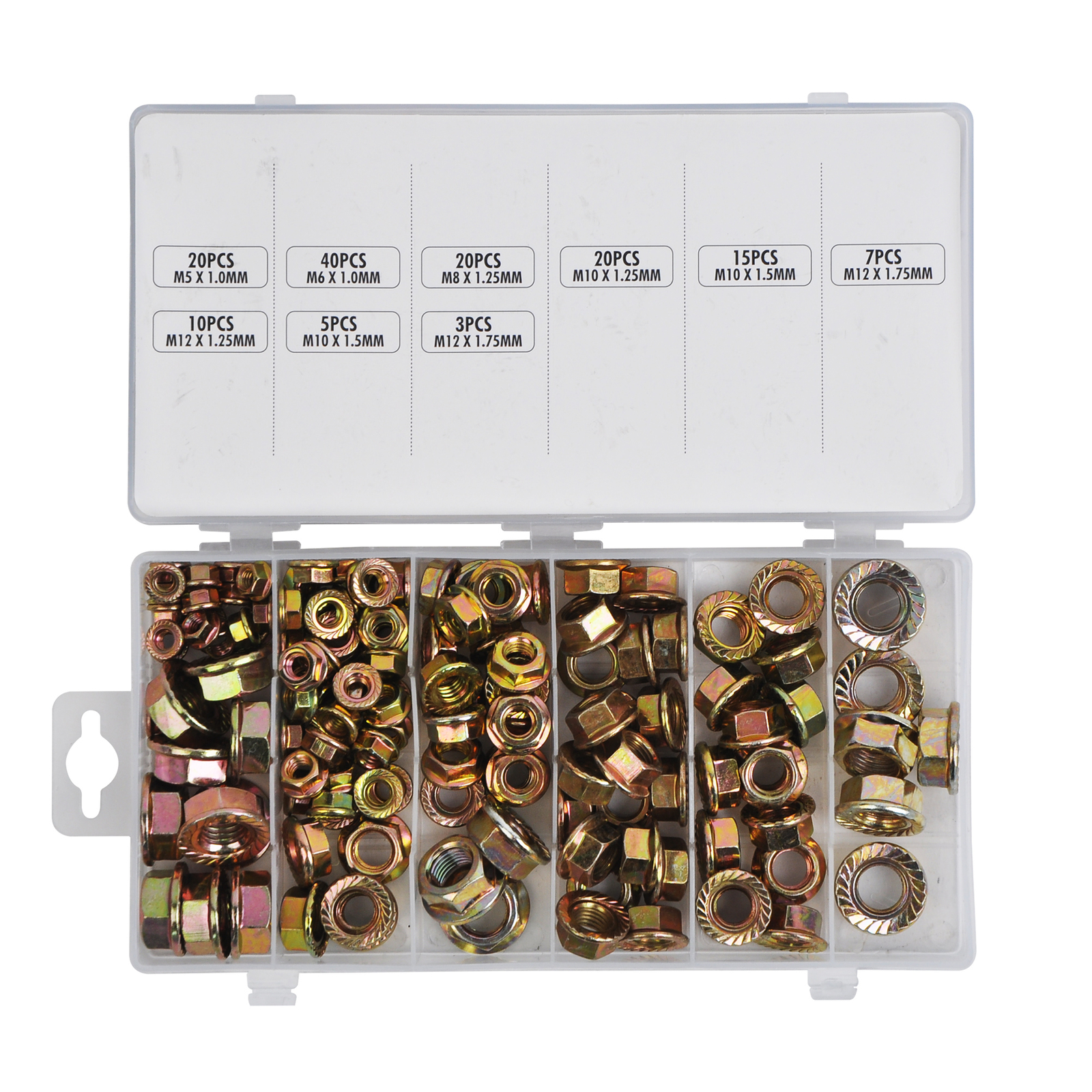 140pc Industrial Flange Locknuts Set Metric Combination Washer Bolts Nut M5-M12