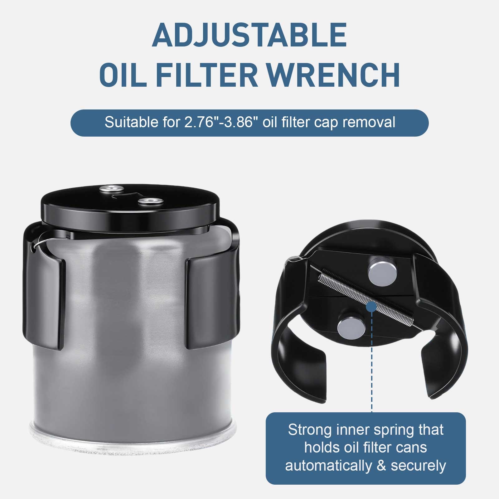 Car Adjustable Oil Filter Wrench 3/8″ Drive Steel 70-98mm Universal Removal Tool