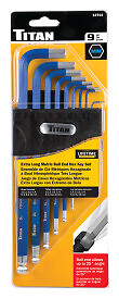 Titan 12714 9-Piece Metric Extra Long Ball End Hex Key Set – Blue