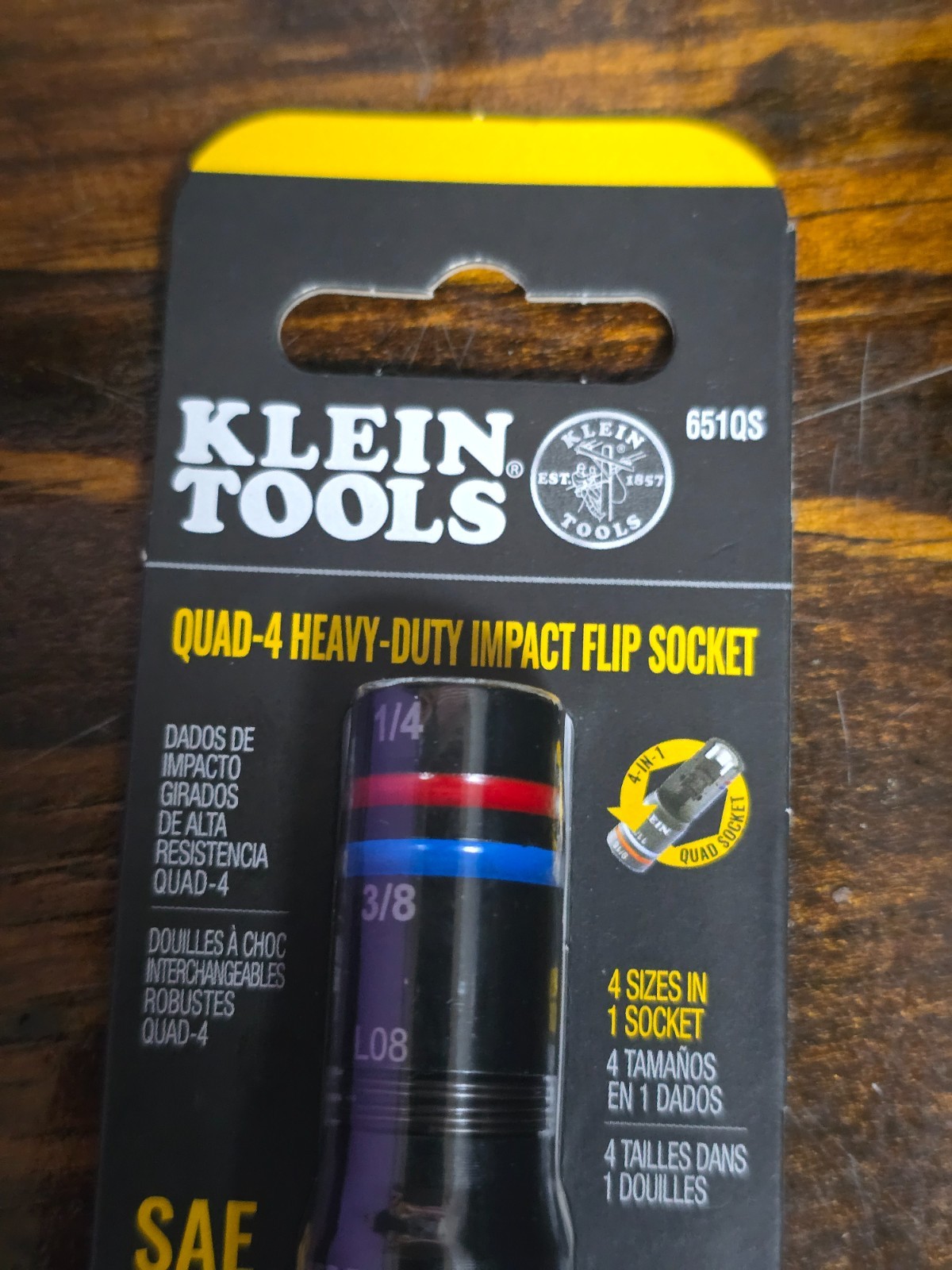 🛠️ Klein Tools 651Qs 1/4 In Drive Impact Quad Flip Socket * SAE