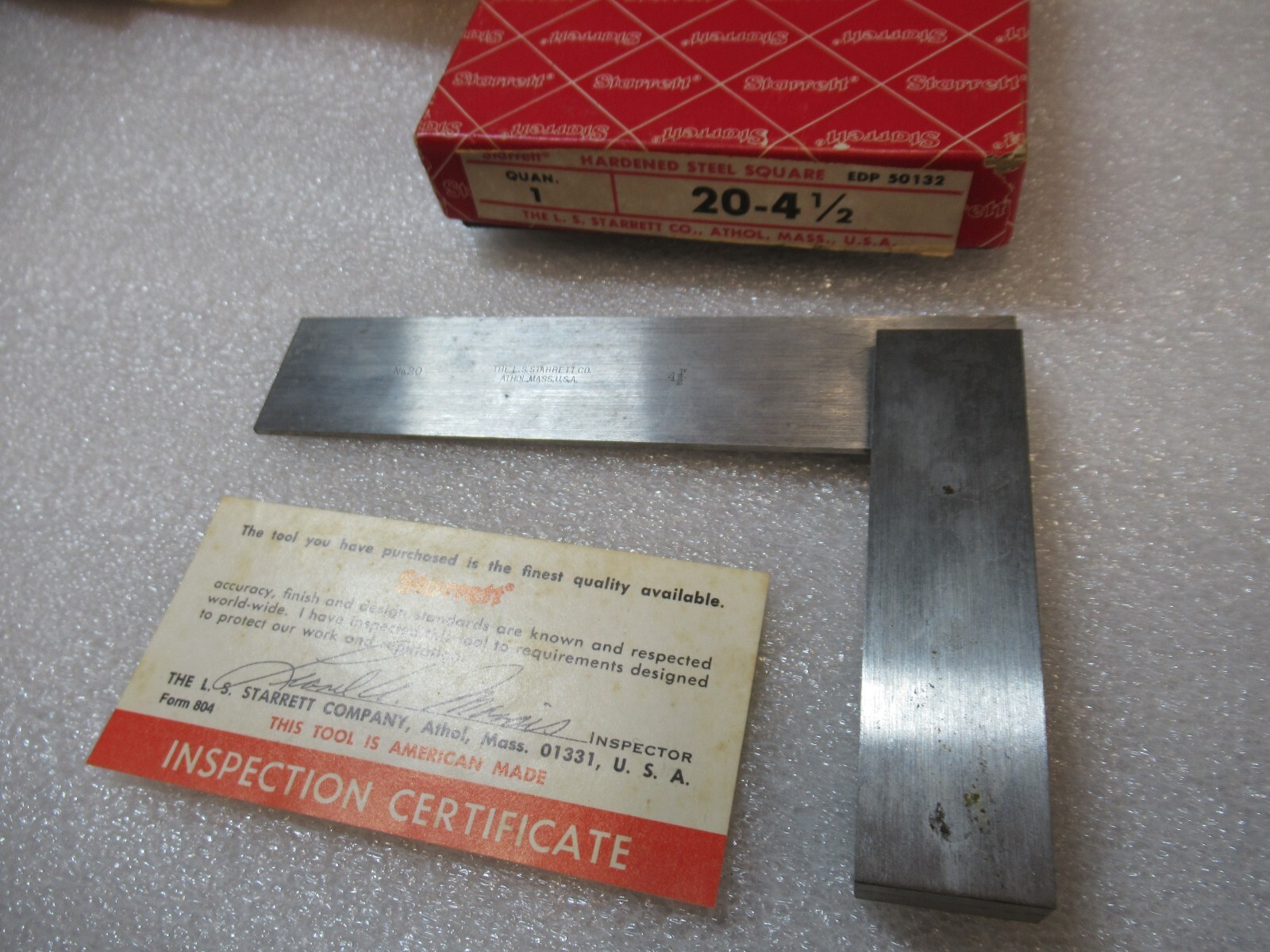L.S. Starrett USA #20 4-1/2” Machinist Tool Maker Precision Hardened Steel & Box