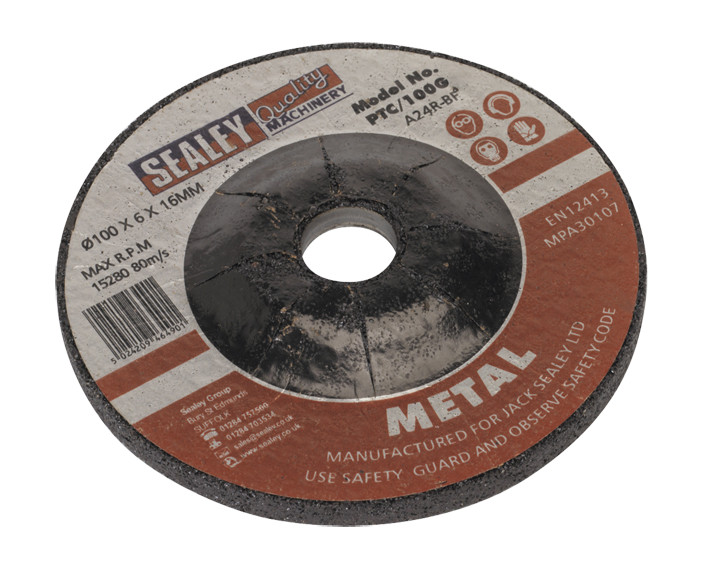 Sealey PTC/100G Grinding Disc 100 x 6mm 16mm Bore