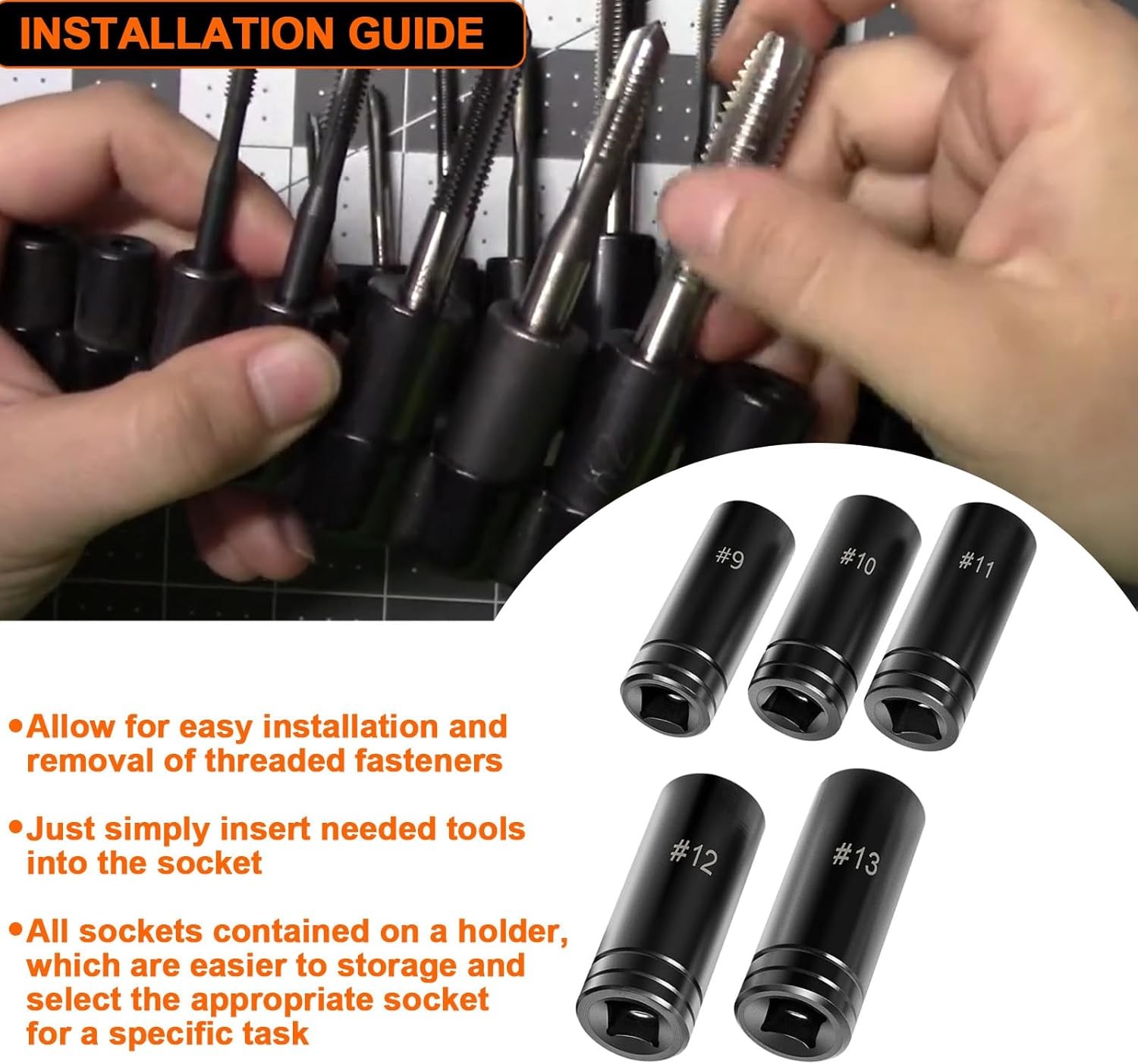 Large Tap Socket Set 71670 for 5/8″, 11/16″, 3/4″, 7/8″ & 1″ Taps 1/2″ Drive 5pc