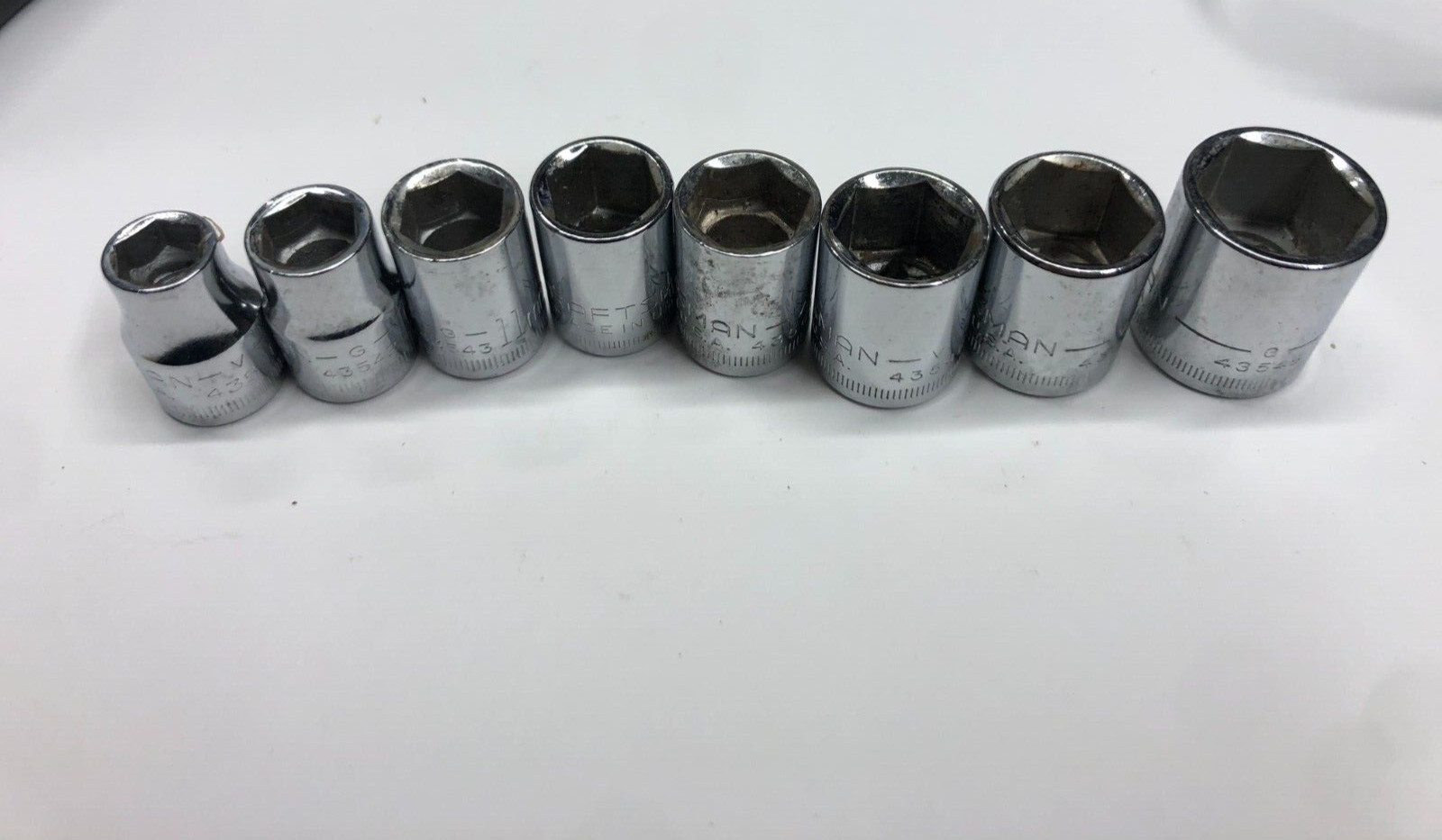 Used Craftsman -G & V- Series 3/8-in Drive 6-Point Socket Set 43541-43548