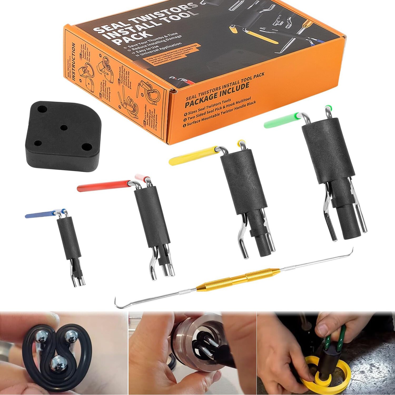 U-Cup Seal Installation Tool Set for Hydraulic Cylinders 20mm-165mm w/Seal Pick