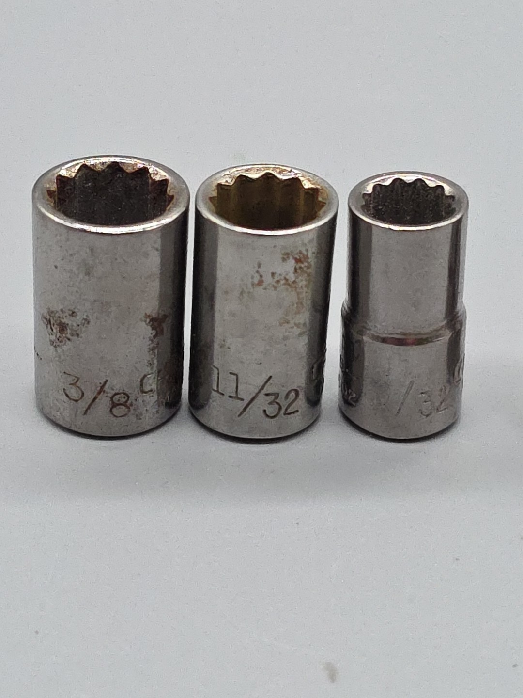 Craftsman Tools 3/8″ 12 Pt 1/4″ Dr Shallow Socket G2-43605,604,602,601,608,493