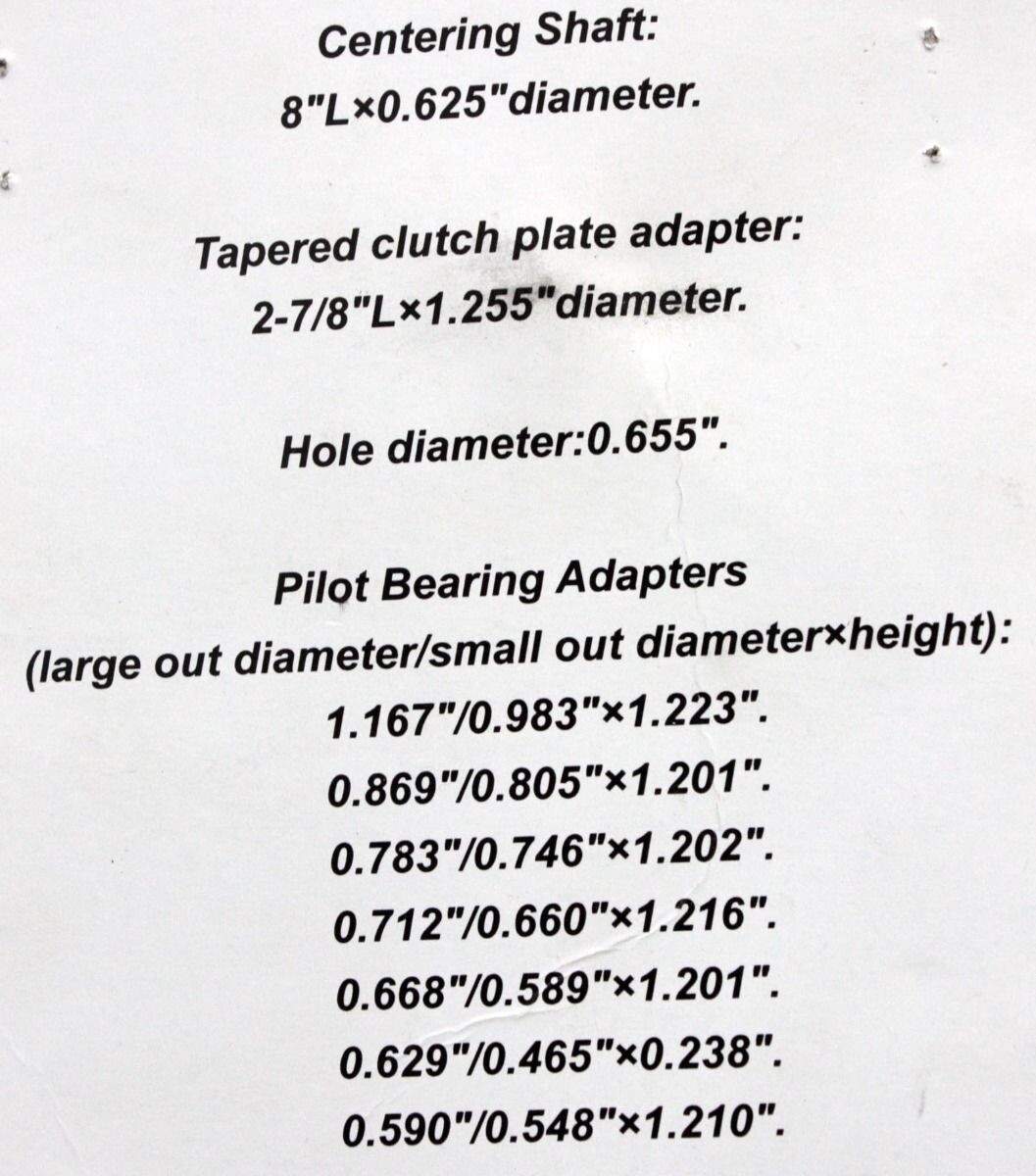 AUTO CLUTCH ALIGNMENT ALIGN DISC PLATE PILOT TOOL SET 8 BEARING ADAPTORS