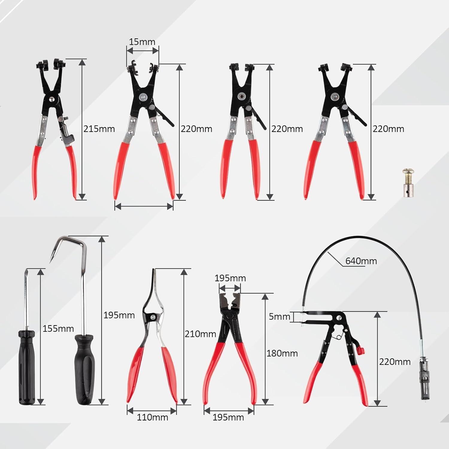 9PCS Hose Clamp Pliers Set Automotive Hose Clamp Removal Tool Kit