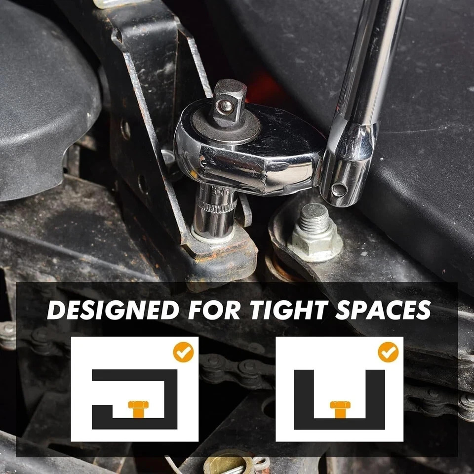«3/8″» and 1/4» Drive Flex Head Ratchet, 72 Tooth Swivel Head Ratchet, Quick-Re