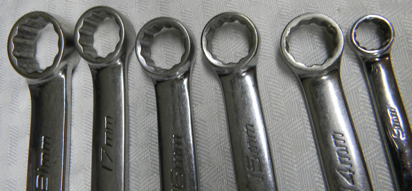 SNAP-ON 6PC METRIC 12PT COMBINATION WRENCH SET 9MM,14-17MM,21MM #SOEXM SERIES