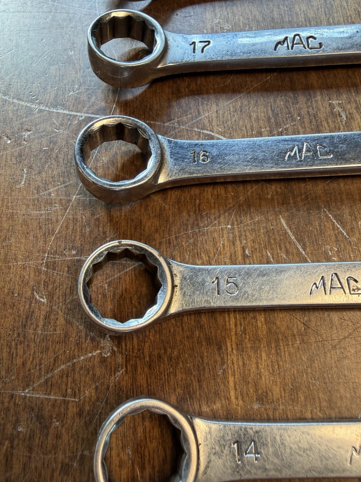 7- MAC Tools 12mm thru 19mm (missing 18) Wrench Set Metric Combo Short Stubby