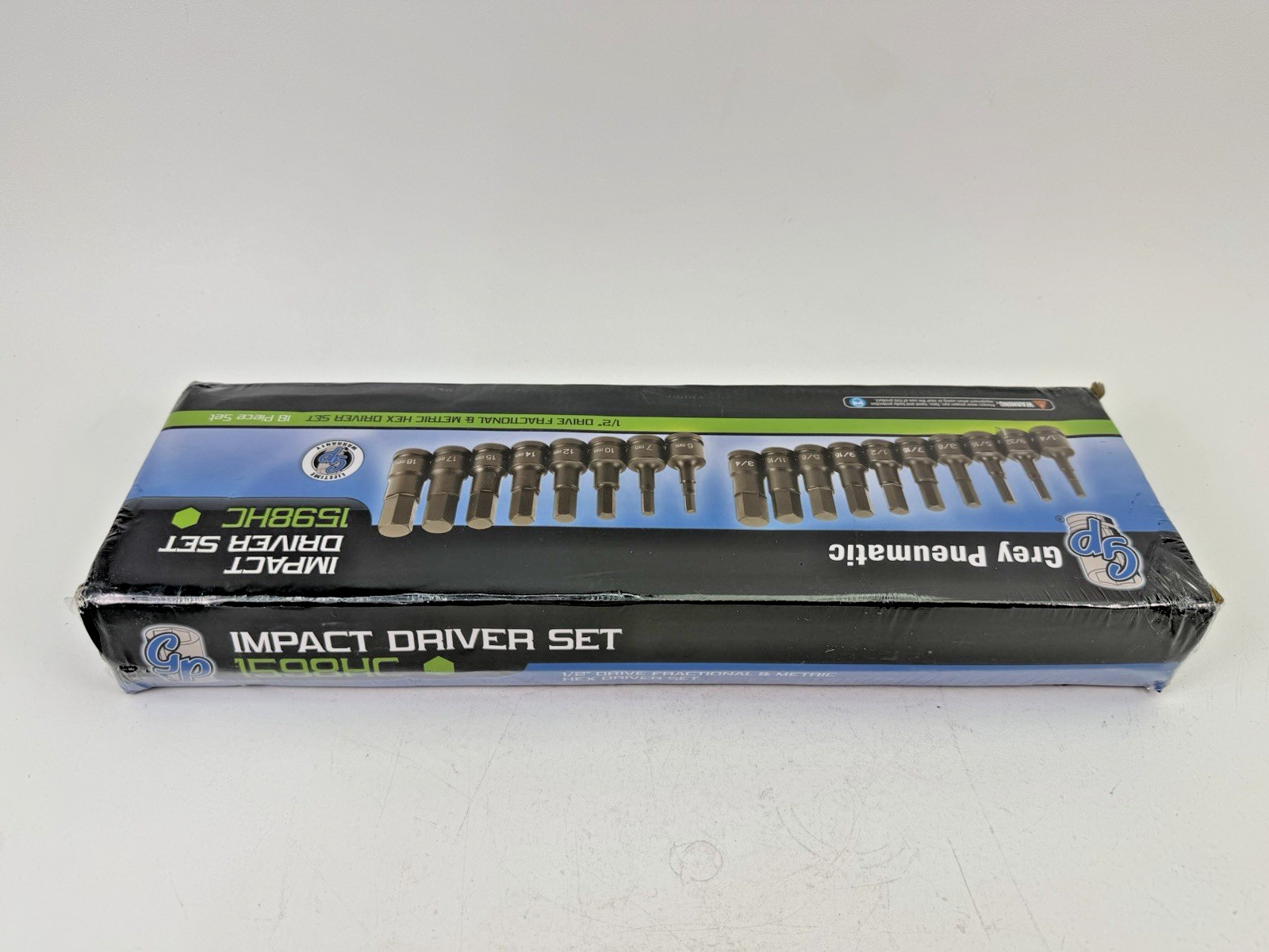 Grey Pneumatic 1598HC 18-Pc. 1/2 in. Drive SAE/Metric Standard Hex Driver Set