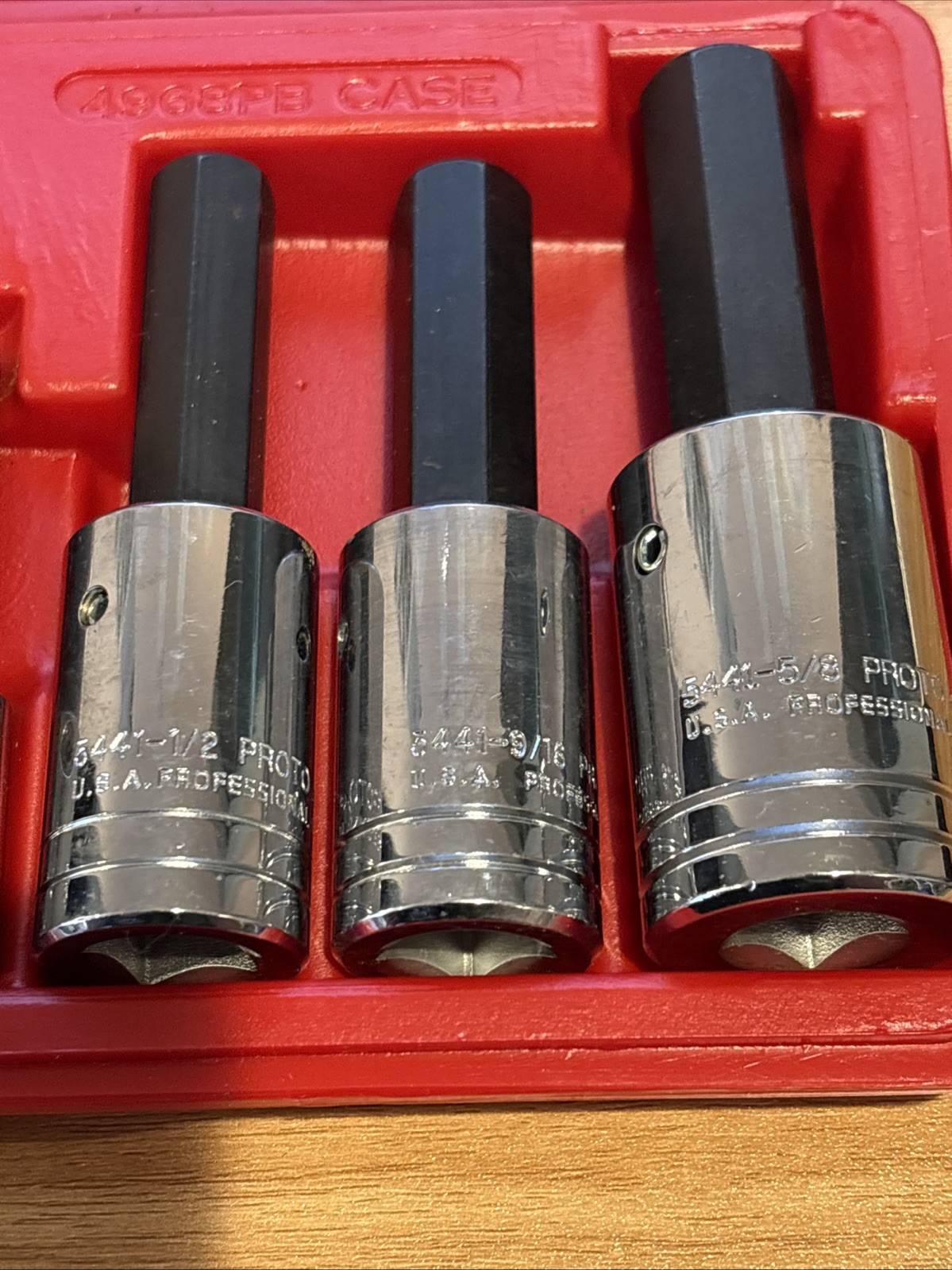 Proto 10 pc. 1/2″ & 3/8″ Drive SAE Hex Bit Socket Set 4990 & 5441 & Case 4968PB