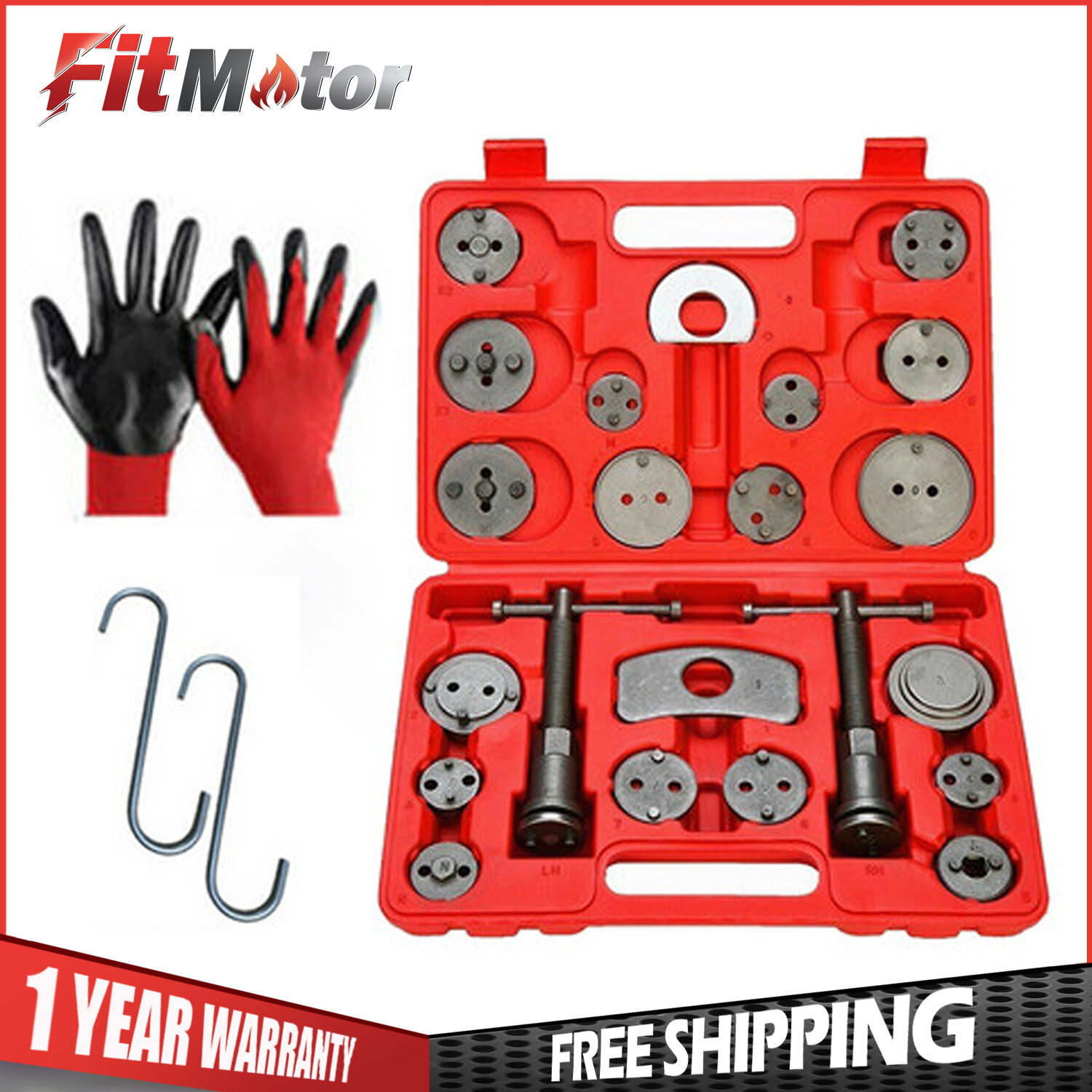 27PCS Disc Brake Caliper Wind Back Universal Tool with Gloves+Case For Car/Truck