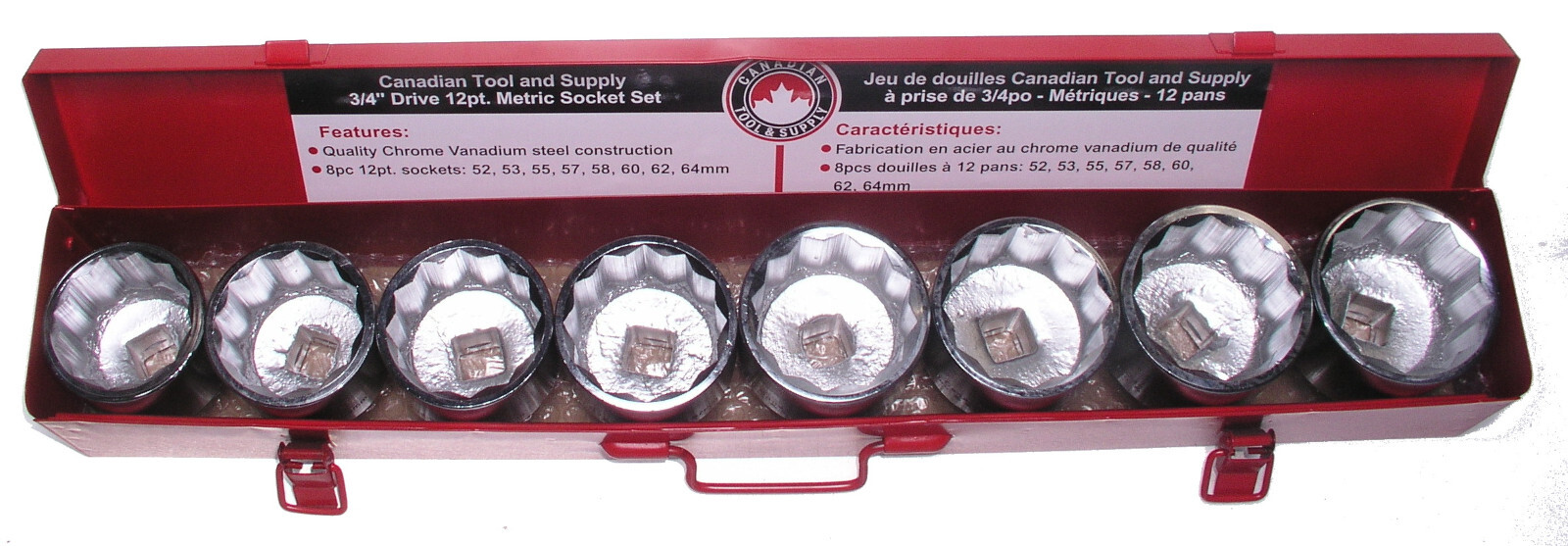 9 Piece 3/4-Inch Drive 12-Point Metric Jumbo Socket Set Chromium-Vanadium Steel