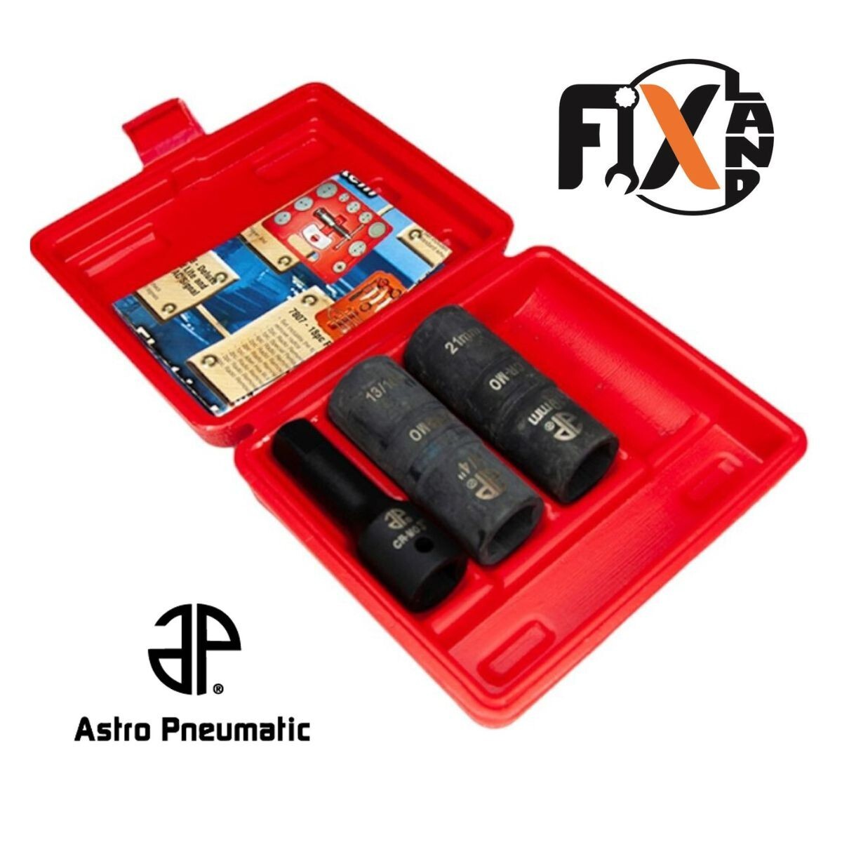 Astro Pneumatic Tool 1/2″ Flip Socket Set 19mm/21mm, 3/4″/13/16″ + 3″ Extension