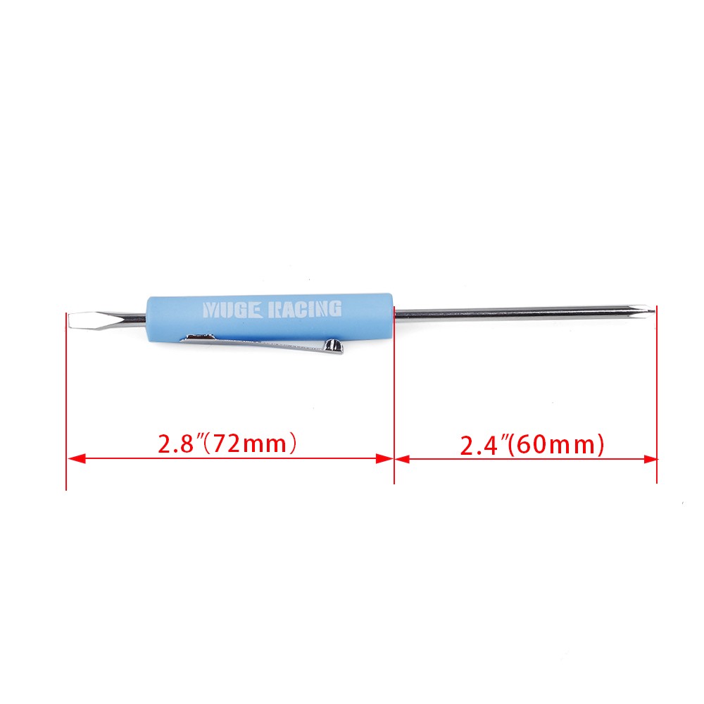 100x Blue Mini Pocket Screwdriver Flap Tip+Magnet and Clip Phillips Slotted Flat