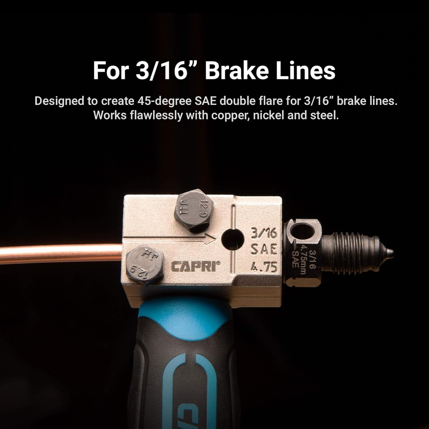 Portable Double Flaring Tool for 3/16 in Steel Nickel Brake Line Auto Repair