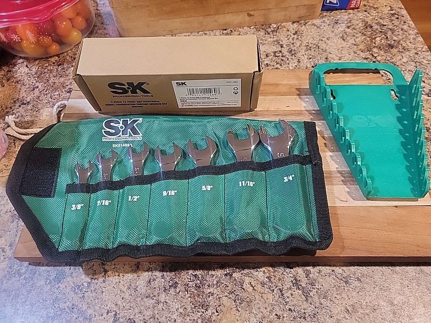 S-K Tools 7 Pc. 12 Pt. SAE Stubby Wrench Set SKO1489A 3/8″-3/4″. NEW! 🔥