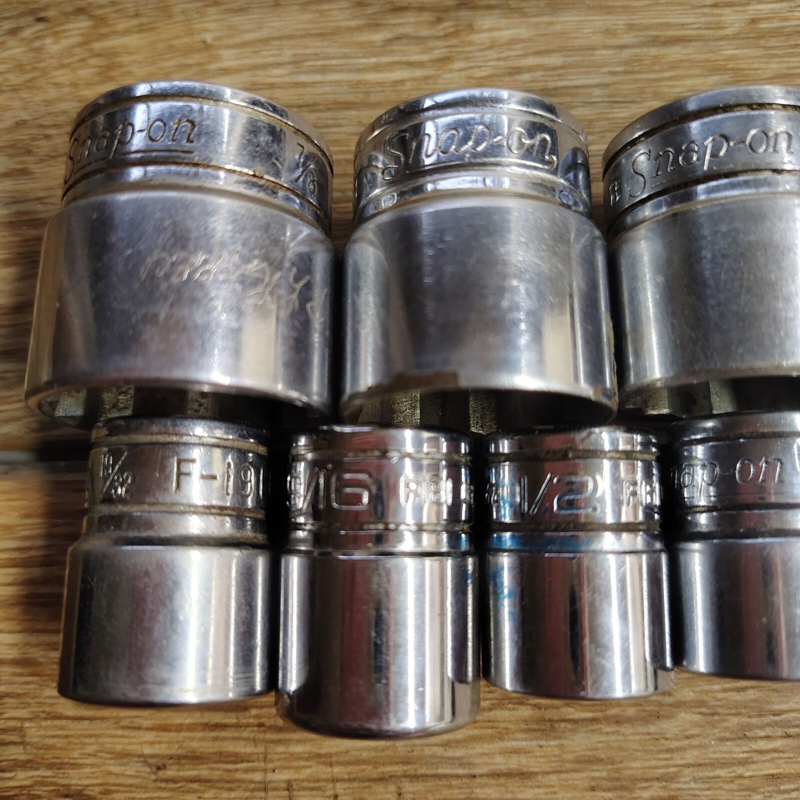 10 pc Snap-On Tools 3/8″ Drive 12-Point SAE Flank Drive® Shallow Socket SET