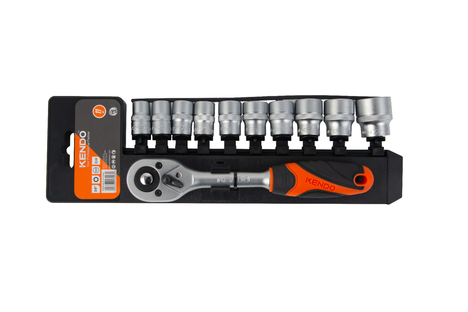 3/8″ Drive Socket Set with 72-Tooth Ratchet Handle 11-Piece