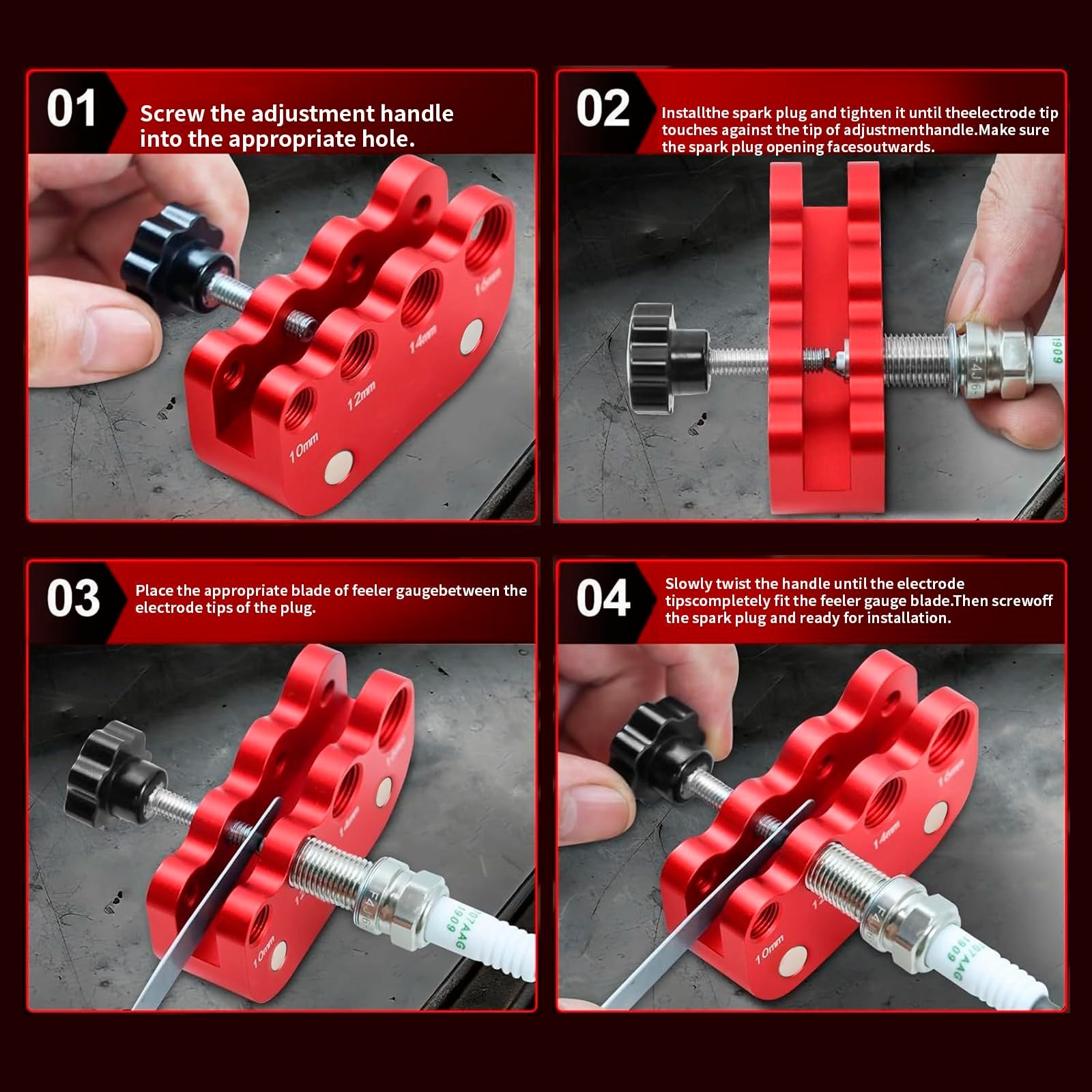 Universal Spark Plug Gap Tool Set with Feeler Gauge for 10mm 12mm 14mm 16mm Plug