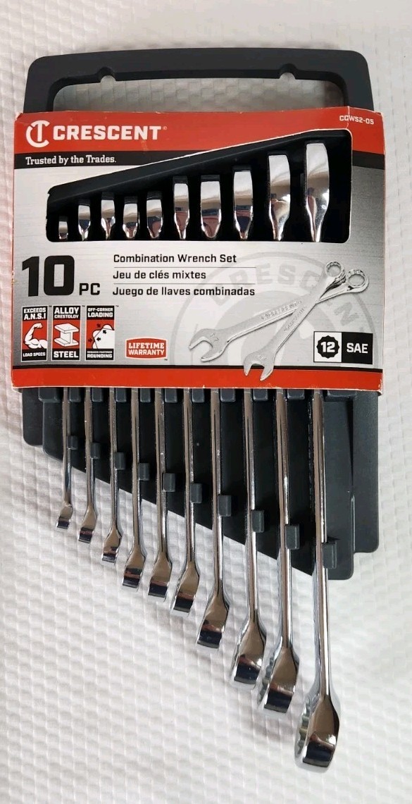 NEW CRESCENT 10 Pcs – 12 Point SAE Combination Wrench Set