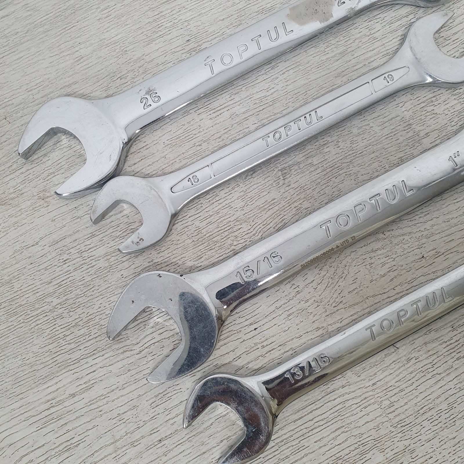 4 x Toptul Double Open Ended Spanners Metric and Imperial Mixed Bundle – B7