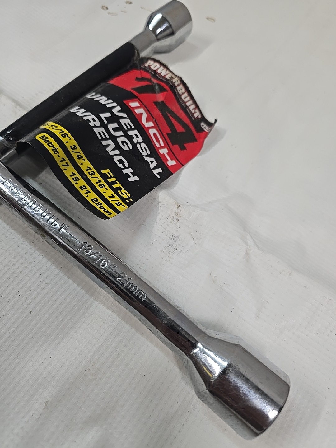 Power Built Universal 4 Way Lug Wrench 14 In. Automotive Tools Chrome Steel