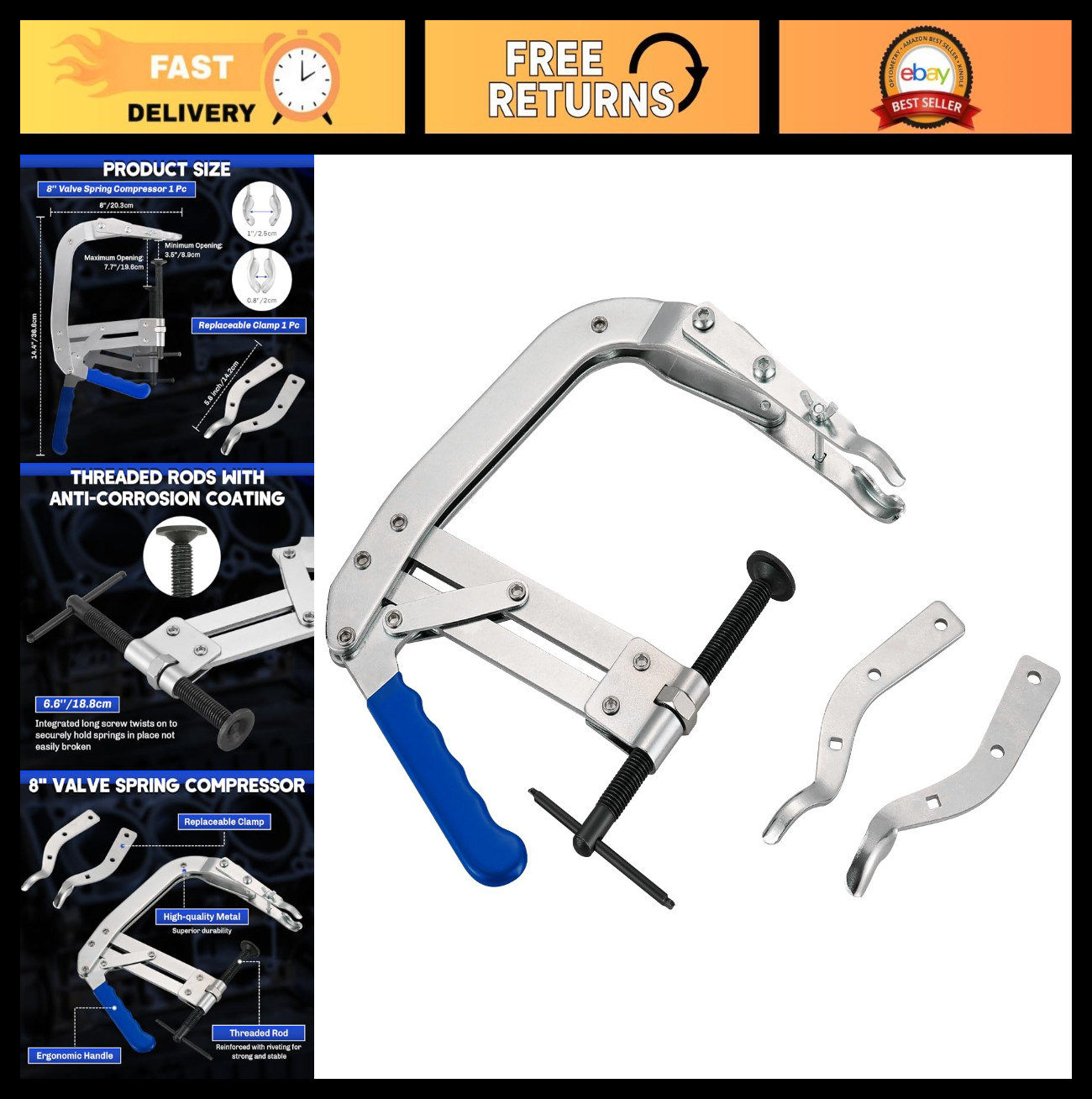 Universal 8-Inch Valve Spring Compressor Tool for OHV Engines | Engine Valve Spr