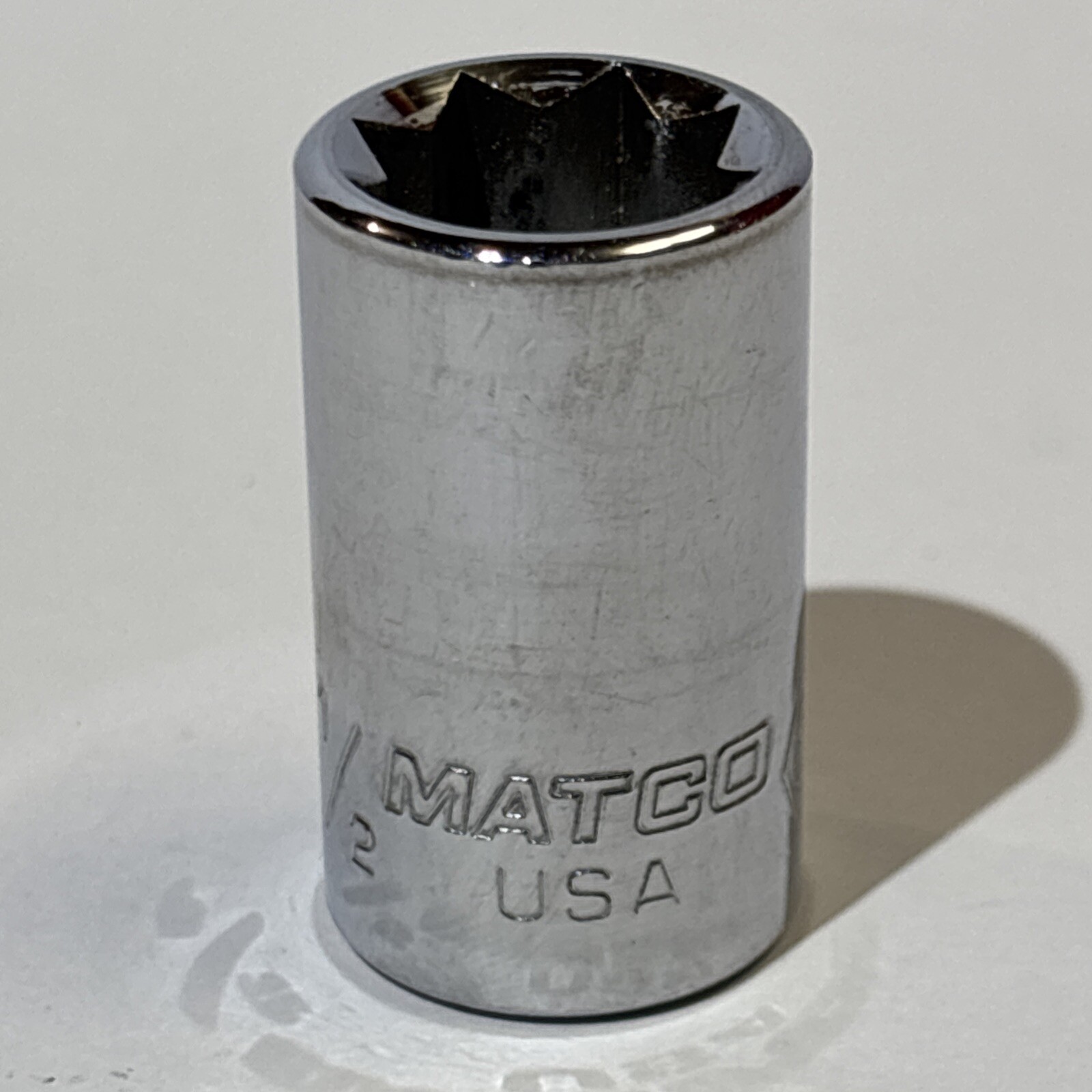 Matco 1/2″ Shallow Socket 3/8″ Drive 8 Point Double Square B168 USA