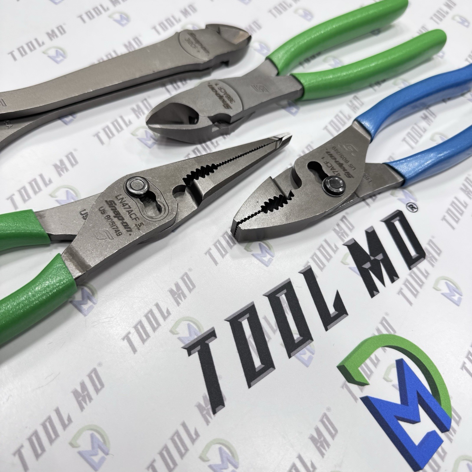 Snap-on Tools USA NEW 4pc PEARL BLUE & GREEN Plier Set w/ To-Go Bag 312CF 47ACF