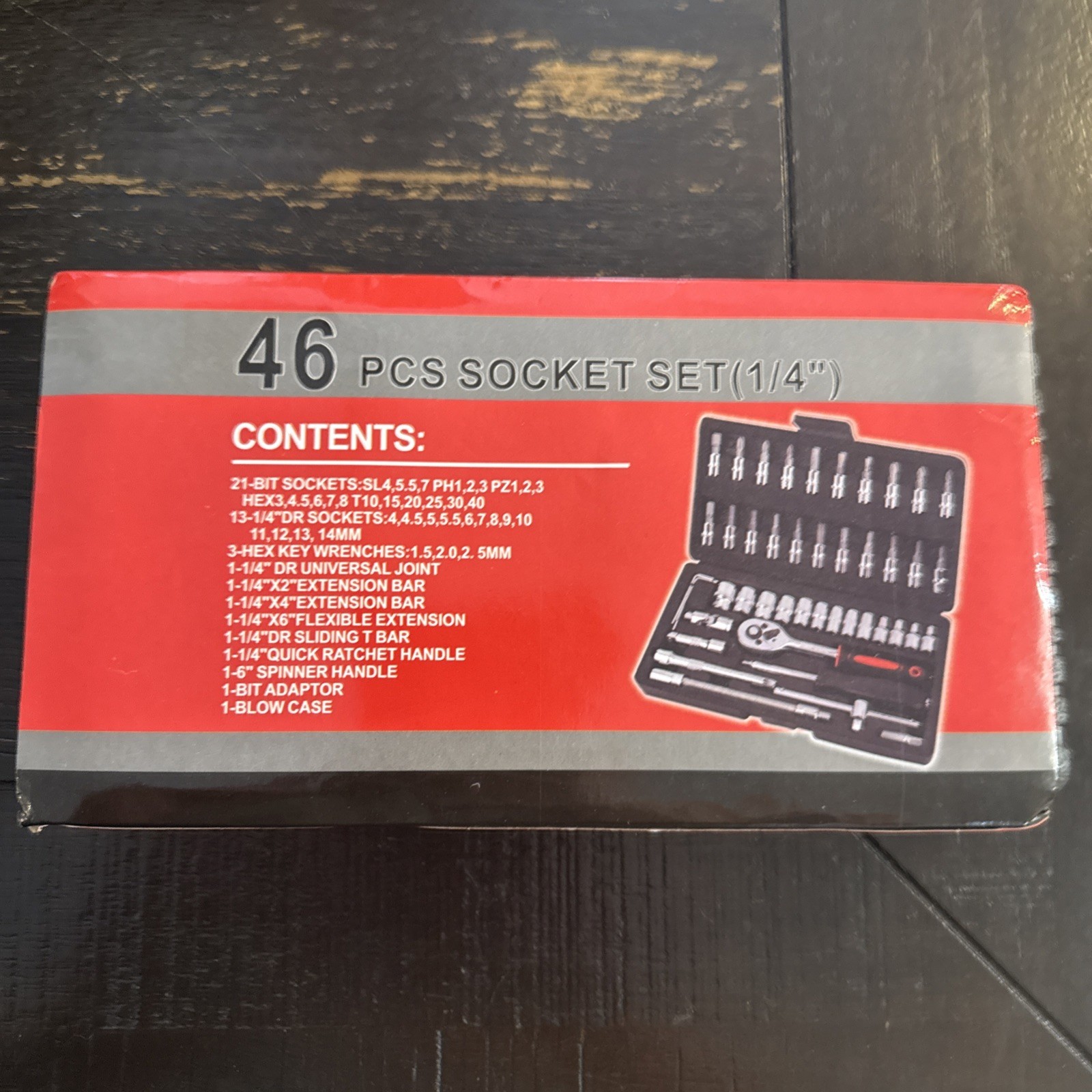 46PCS Metric Socket Set Ratchet Torx Wrench Kit 1/4″ Drive Repair Tool with Case
