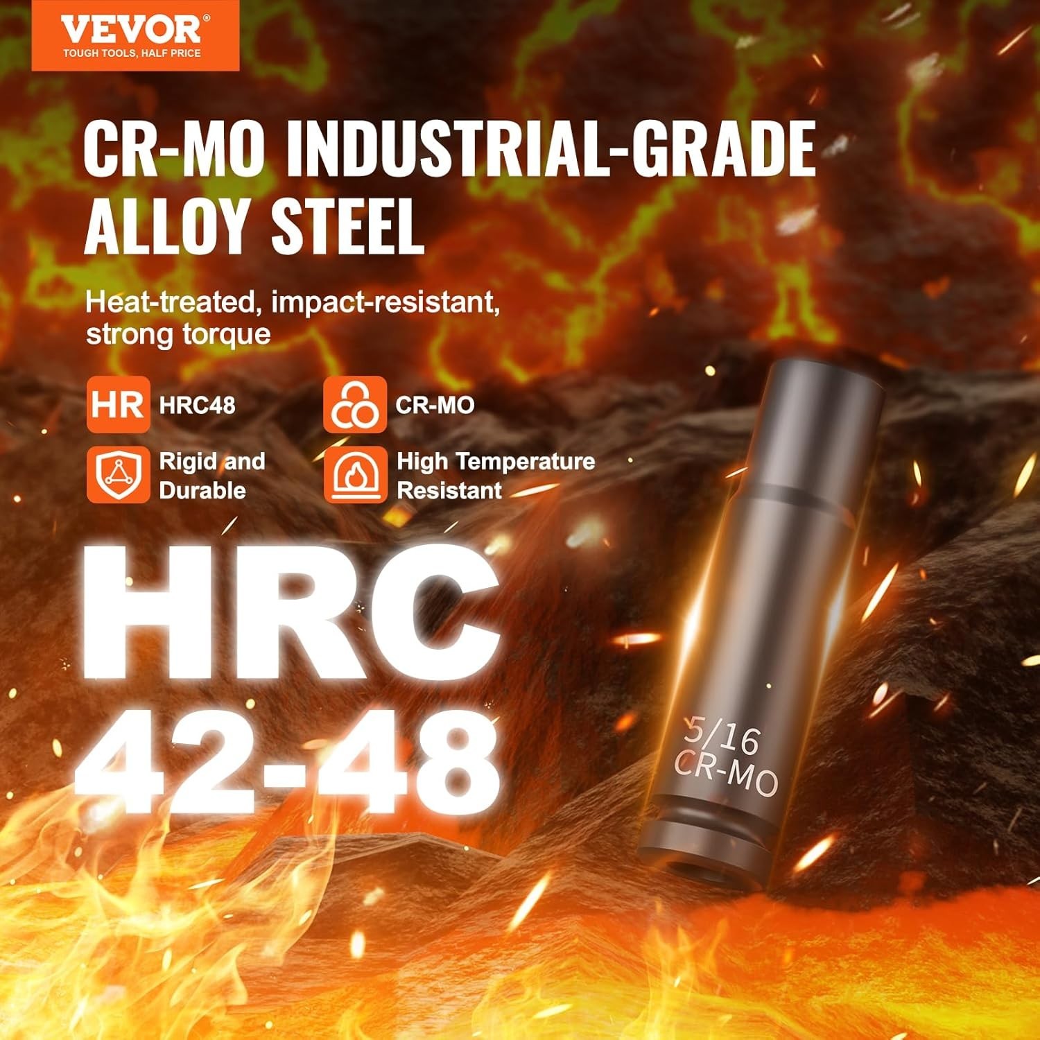 Easy-to-Read 48pc Drive Impact Socket Set – Cr-Mo Steel