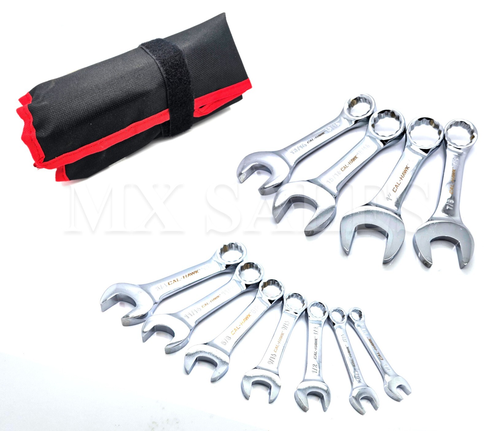 21 pc Stubby Combination Wrench SET CR-V 12 POINT METRIC & SAE