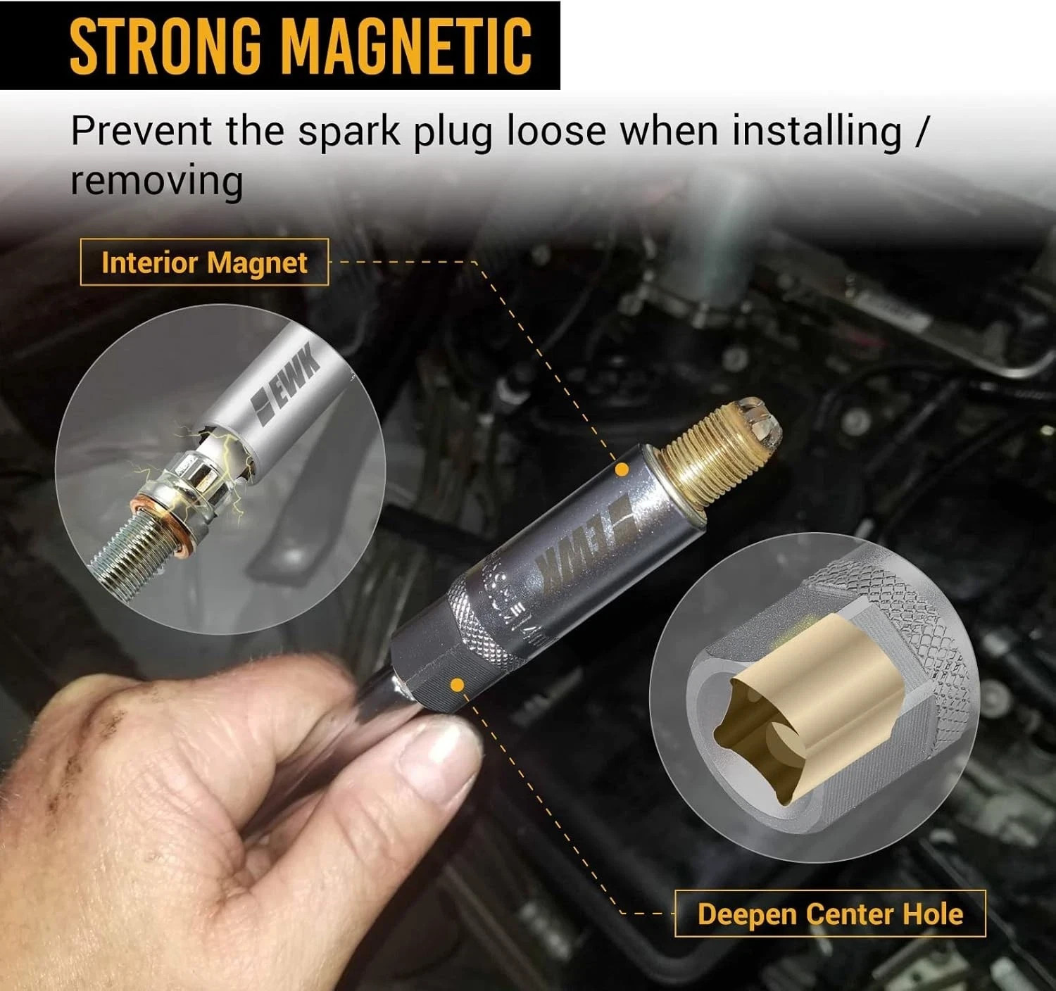 14mm 12 Point Thin Wall Magnetic Spark Plug Socket for BMW, Mini Cooper,…